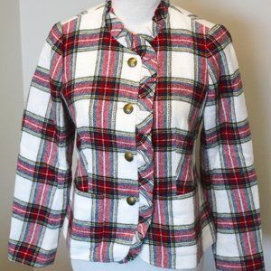 Talbots Ruffle-Trim Shetland Tartan Plaid Jacket, 2P (NWT)